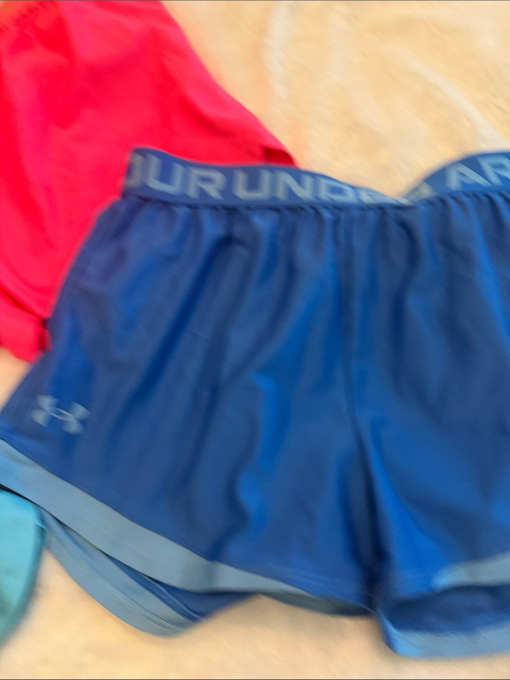 Under Armour Girls' Athletic Shorts in Hot Pink, Teal, and Royal Blue sz YLg - Picture 3 of 9